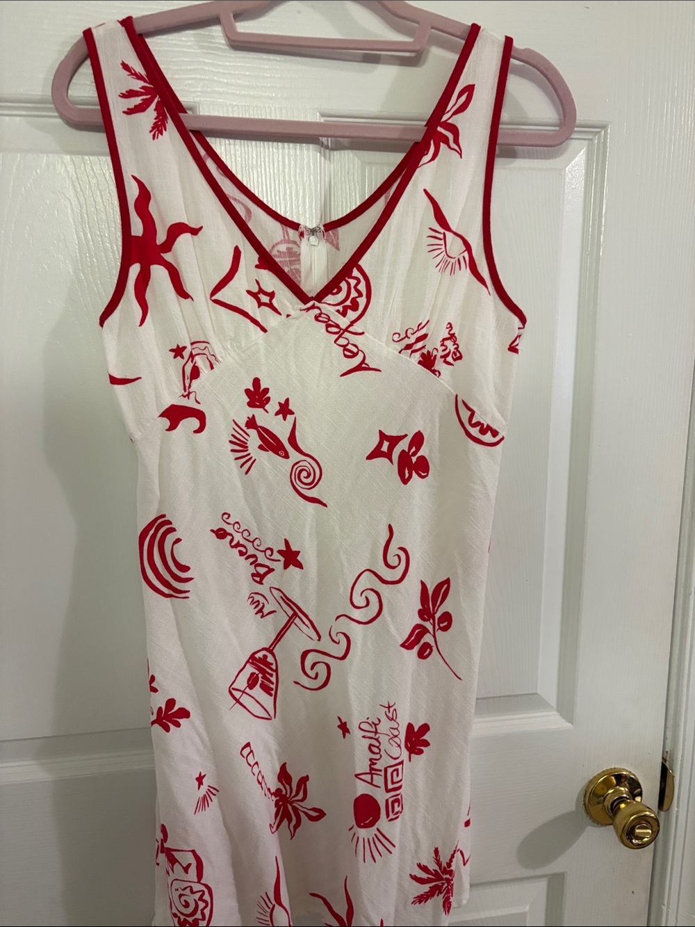 White & Red Printed Women's Mini Dress